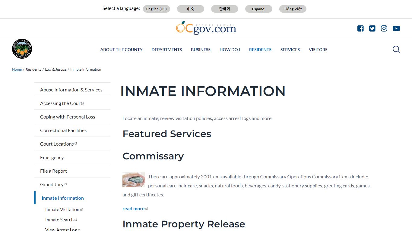 Inmate Information | Orange County - Orange County, California