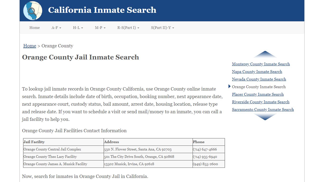 Orange County Jail Inmate Search